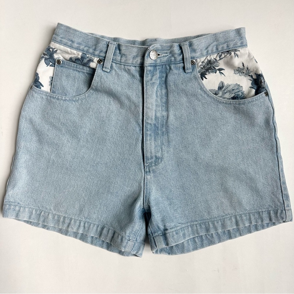 NUOVO Count Seat Vintage Floral Denim Jean Shorts 11/12